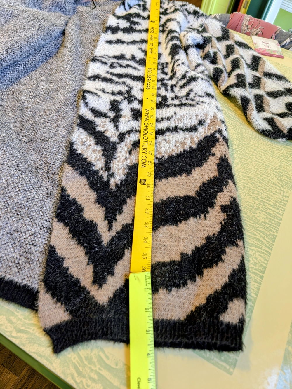 adidas Beige, Black & Cream Animal-Print Open Cardigan - Picture 4 of 7